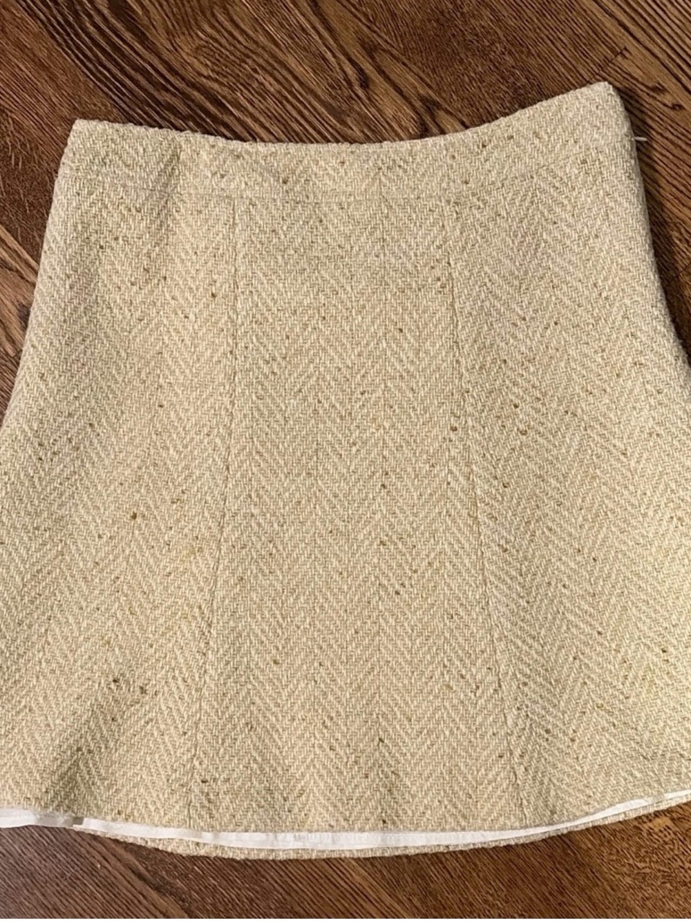 Mint Cream Herringbone A-Line Skirt